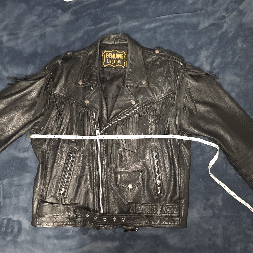Genuine Leather Men's Black Fringe Jacket